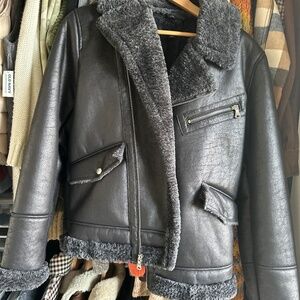 Good Quality, Faux Fur Black INC Coat - XS